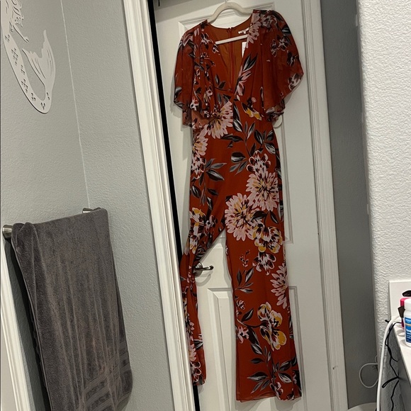Tularosa Rust Floral Jumpsuit - Picture 1 of 8